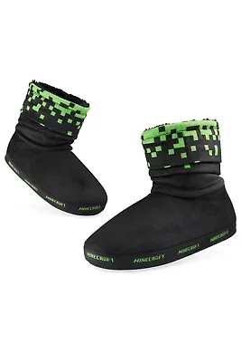 Buy Minecraft Boys Slouch Slipper Boots Shoes Home Lounge Footwear Cosy Comfortable • 15.49£