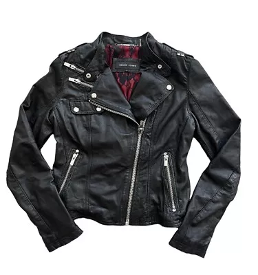 Buy Black Rivet Jacket Women's Size Small Black Genuine Leather Biker Zipper Moto • 42.52£