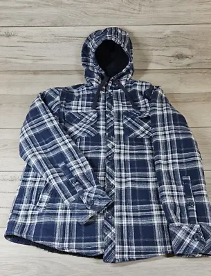 Buy F&F  Mens Flanell Full Button Up Shirt/Hoodie Warm Soft Blue 100% Cotton Size M  • 15.99£