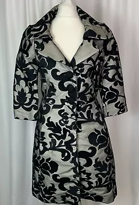 Buy MNG Moments Floral Silver Black Baroque Print Coat Jacket Small 6-8 B1194 • 4.99£