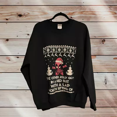 Buy Deadpool Unisex Ugly Christmas Sweatshirt Long Sleeve Black Size L • 26.25£