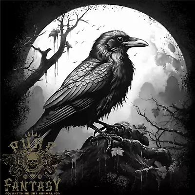 Buy A Moonlit Raven Vikings Fantasy Mythology Crow Mens T-Shirt 100% Cotton • 12.99£