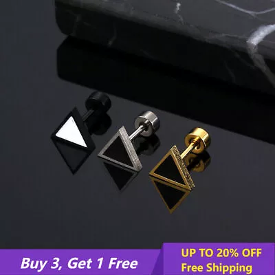 Buy PAIR Triangle Stud Earrings Stainless Steel Mens Women Earrings Punk Jewellery • 3.59£