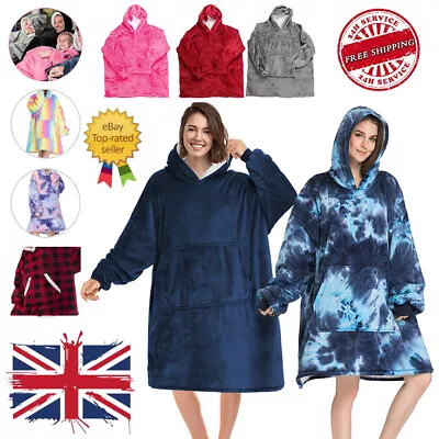 Buy UK Men&Women Extra Long Hoodie Blanket Oversized Hooded Sweatshirt Sherpa Fleece • 11.36£