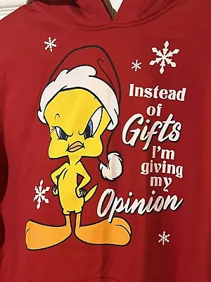 Buy Looney Tunes Girls Small 3-5 Red Christmas Tweety  Sweatshirt Funny • 7.87£