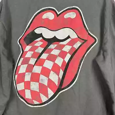 Buy Rolling Stones Concert Merch Graphic Print 1/4 Zip Sweatshirt L Gray Knit • 36.85£