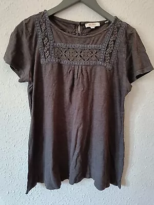 Buy Fat Face Black Cotton And Lace Top Size 12 • 5.99£