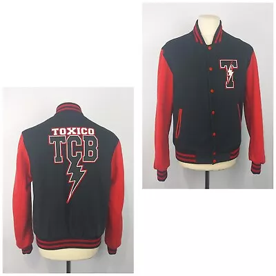 Buy Toxico Baseball Jacket Mens Medium Black Logo Classic Varsity Letterman College • 19.99£