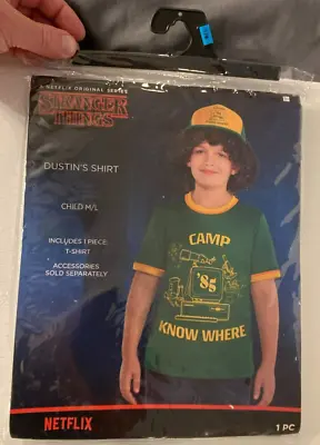 Buy NEW Netflix Stranger Things Dustin's Shirt Child Sz M/L MEDIUM/LG Camp Green • 13.18£