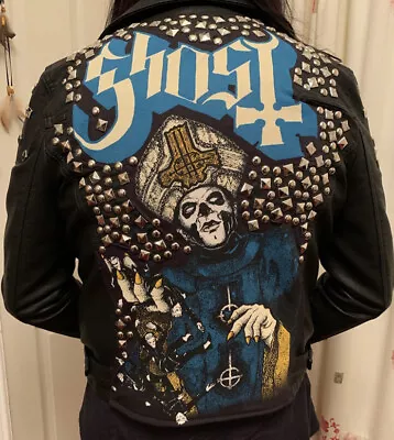 Buy Ghost The Band Real Leather Studded Biker Jacket UK6,8,10,12,14 Choose Size • 200£
