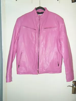 Buy Unisex Mens' Womens' Pink Leather Coat Jacket/Biker Jacket M To L Brand New • 90£