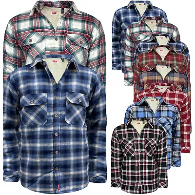 Buy Men Wrangler Padded Shirt Sherpa Fur Lined Lumberjack Flannel Work Jacket Thick • 16.99£