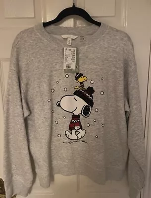 Buy H&M Peanuts Grey Christmas Sweatshirt Size Small • 10£