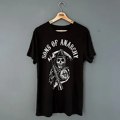 Buy Mens Sons Of Anarchy Black Print Biker Short Sleeved T-Shirt Top Size Medium • 4.99£