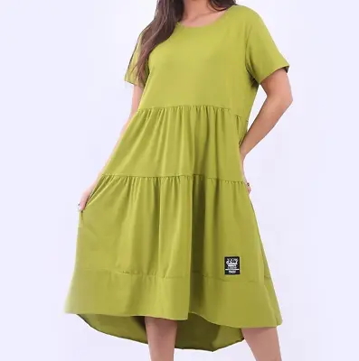 Buy Lagenlook Italian Cotton Jerserytiered Gypsy Dress (14-22) Chest Up To 50  • 42£