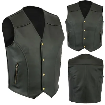 Buy Mens Vest Jackets Outwear PU Leather Plus Size Riding Club Zip Pockets • 31.24£