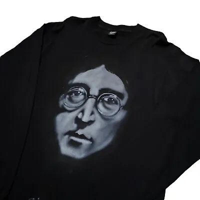 Buy Vintage 90s John Lennon The Beatles Airbrush Graphic Long Sleeve Tshirt Black XL • 34.99£