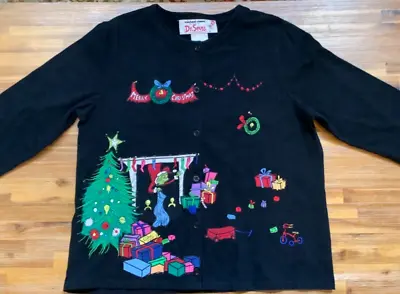 Buy Michael Simon Dr Seuss Grinch Christmas Cotton Jersey Cardigan 2002 Size 0X • 118.49£