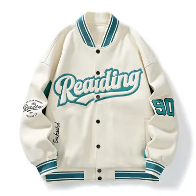 Buy Men’s Bomber Jacket Baseball Jacker Varsity College Jacket Coat Tops Gifts New • 38.39£