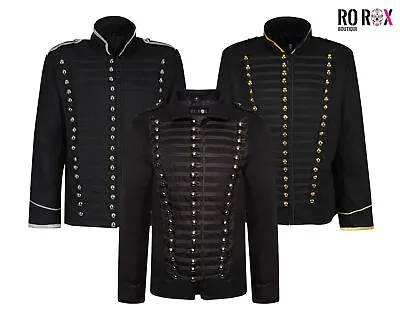 Buy Ro Rox Military Jacket Mens Black Hussar Parade Gothic Drummer Steampunk Punk • 36£