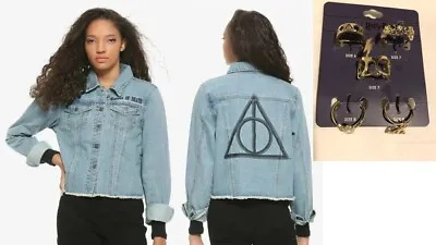 Buy Harry Potter Deathly Hallows Denim Jean Jacket Top S & Ring Set Wizarding World • 21.64£