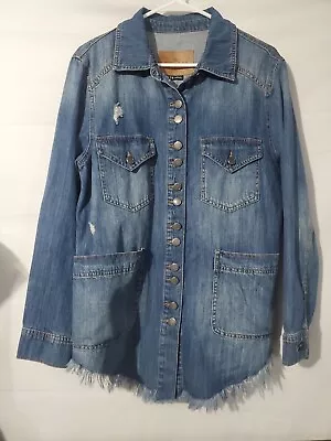 Buy One 5 One Jacket Women's Size Medium Blue Jean Denim  Destroyed/Fringed Pockets  • 26.03£