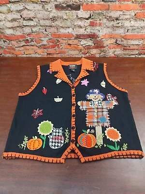 Buy Halloween Women's Knit Sweater Vest Studio Treat  Button Front  . Size L NEW • 33.58£