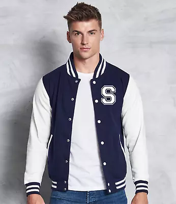 Buy Personalised Initial Adult Unisex Varsity Jacket American Style Collage Jacket  • 26£