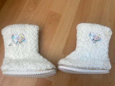Buy Disney Frozen Girls White Bootie Slipper Size EU 27-28 Uk 9-10 Length 18.5cm • 5£