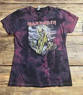 Buy Vintage Iron Maiden Womens Shirt Burgundy Black Tie Dye Large Rock Tee T-shirt • 23.99£