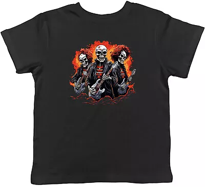 Buy Skeleton Band Kids T-Shirt Electric Guitar Music Rock N Roll Children Boys Girls • 5.99£