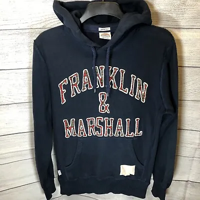 Buy Franklin & Marshall Navy Hoodie Pullover With 3D Textured Tartan Logo Mens M • 13.29£