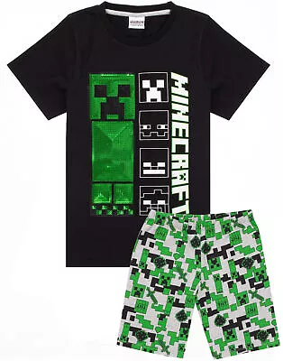 Buy Minecraft Black Short Sleeve Short Leg Pyjama Set (Boys) • 14.99£
