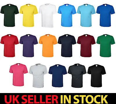Buy 5 PACK Short Sleeve T-SHIRT Blank 100% Cotton Round Neck Plain Casual TEE SHIRT • 18.77£