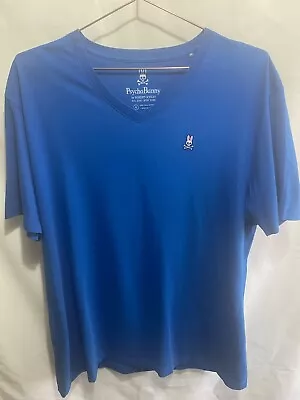 Buy Psycho Bunny Blue V-Neck Shirt Sleeve T-Shirt Size Uk Large • 14.99£