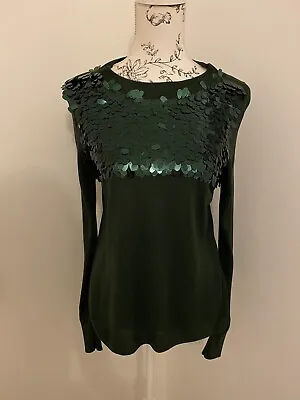 Buy H&M Dark Green With Sequins Jumper. Glamourous & Glitzy, Christmas, Festive • 2.99£