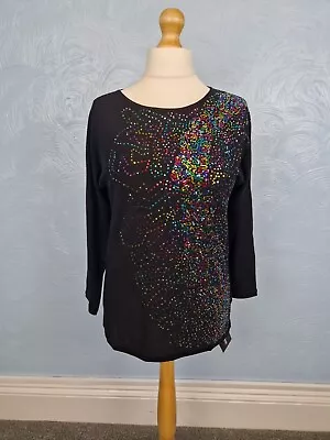 Buy Kaleidoscope Fine Knit Jumper Size 12 Black Sequin Rainbow Sparkle Festival • 9.99£