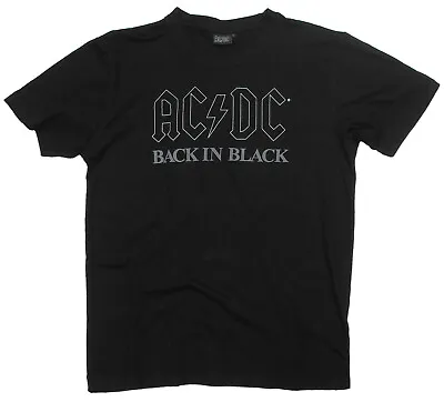Buy AC DC T Shirt Back In Black Official Logo Rock Band Album Cover M L XL XXL New • 13.49£