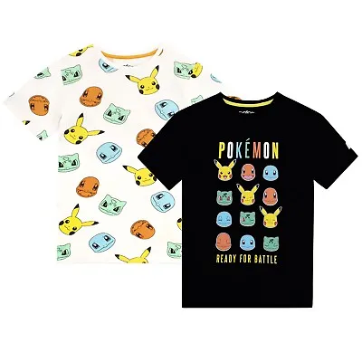 Buy Boys Pokemon T-Shirts Pack Of 2 | Kids Pokemon 2 Pack Tops | Pokemon T-Shirts • 17.99£