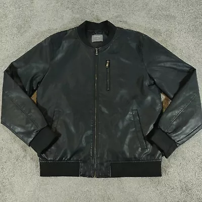 Buy Primark Jacket Mens Size L Black Faux Leather Coat Bomber Biker Lined Punk Large • 24.97£