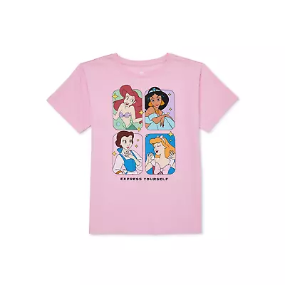 Buy Disney Girls Princesses Express Yourself Crew Neck Graphic Tee, Large (10-12) • 11.50£