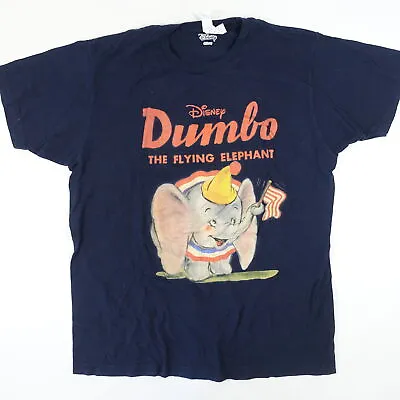 Buy Disney Dumbo Blue Large Flying Elephant Patriotic America Vintage Look Tshirt • 8.36£
