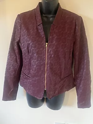 Buy Wine Lace Design Faux Leather Jacket Size 12 By Marc Angelo • 10£