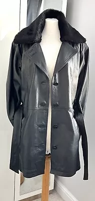 Buy Vivid London Leatherwear 10 Women’s Black Leather Single Breasted Coat Jacket • 38.95£