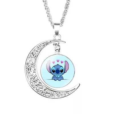 Buy Lilo & And Stitch Necklace Heart Pendant Charm Jewellery Gift Chain • 5.49£
