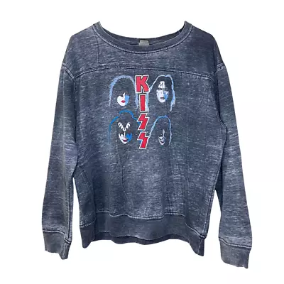 Buy KISS Official Merch Acid Washed Sweatshirt Womens XL Rock Band Graphic Top RARE • 20.12£