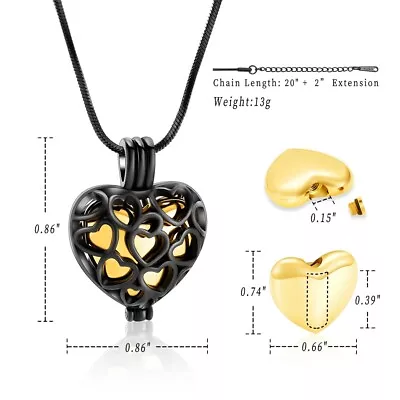 Buy Heart Pendant Memorial Urn Necklace Cremation Ashes Holder Jewellery Charm Gift • 11.99£
