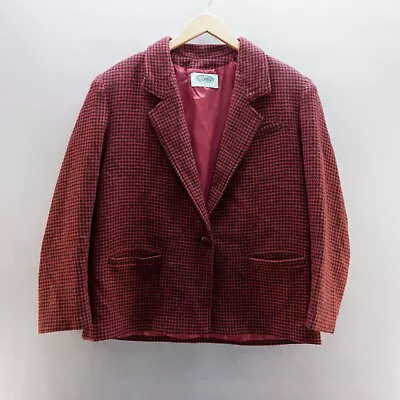 Buy Vintage Tonia Womens Tweed Jacket Large Red Black Check Wool Full Zip • 13.15£