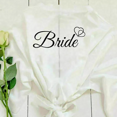 Buy Bridesmaid Gown Personalised Kimono Wedding Satin Pyjamas Bride V Neck Robe • 10.99£