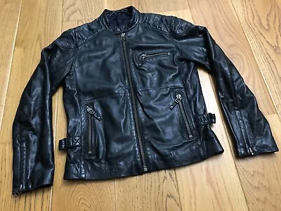 Buy Ted Baker Men's Black Genuine Leather Biker Jacket Size 3 (medium) • 149.99£